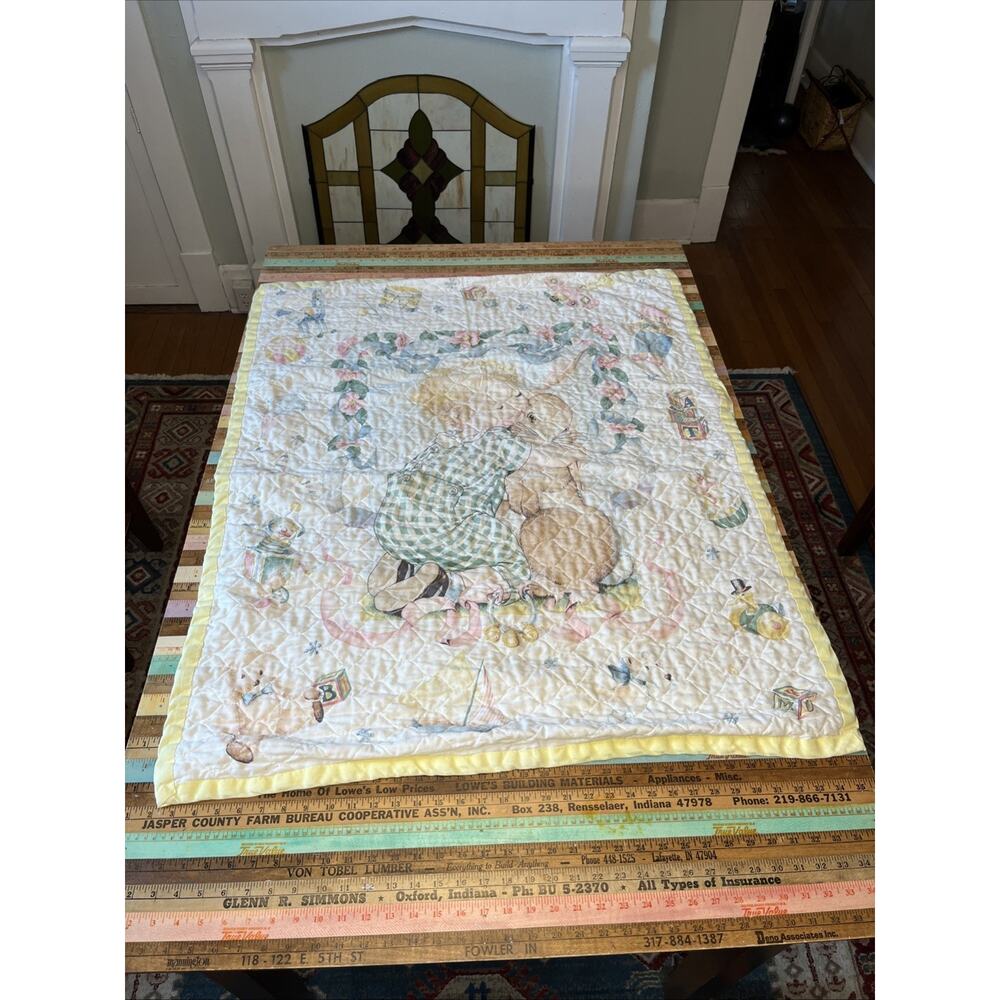 Vintage Daisy Kingdom Bessie Pease Gutmann Baby Girl Bunny Quilt 1997